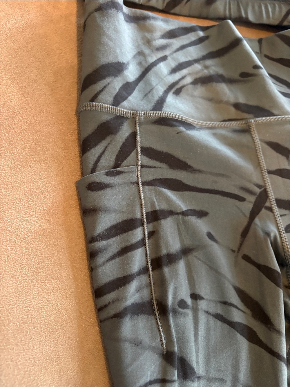 Athleta Olive Green and Black Printed Sports Bra - Picture 3 of 9